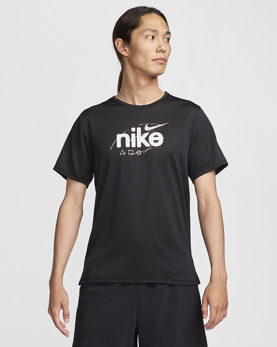 Nike Dri FIT Miler D.Y.E. Men s Short Sleeve Running Top